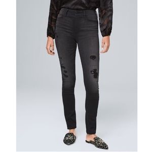 WHBM High-Rise Sequin Destructed Skinny Jeans